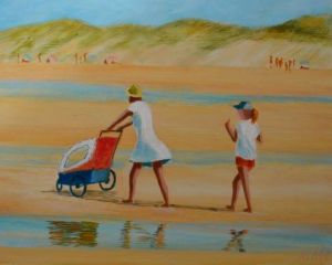 Peinture de christian riado: le matin sur la plage 98