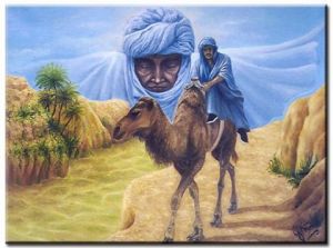 Peinture de Ghislaine Vancaneghem: Le Gardien du Desert