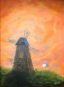 Peinture de MDuguay: Se battre contre des moulins à vent