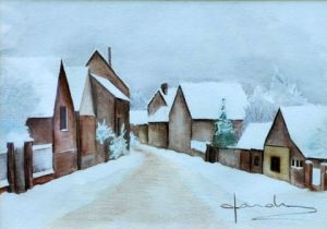 Peinture de Caroline HARDY: Neige sur la Rue de Frocourt