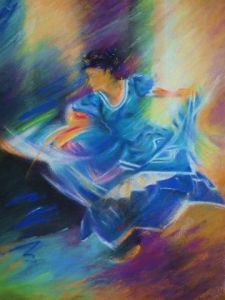 Peinture de FREDERIQUE NALPAS: Danseuse bleue
