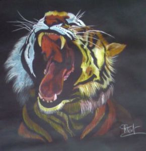 Peinture de Claudine Friant: Tigre - Crayons sur papier