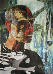 Collage de Jacqueline CASTAGNE: tête d'homme n° 2