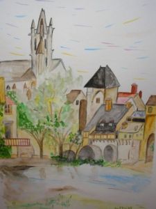 Peinture de Catherine FALIZE: Moret-sur-Loing, Porte de Bourgogne