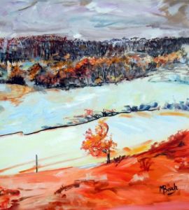 Peinture de Martine Bach: Fin d'hiver sur le Causse