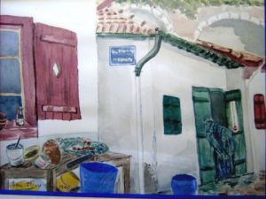 Peinture de MARIE-THERESE VION: Maisons de pêcheurs à Biaritz