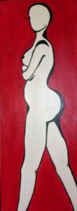 Peinture de mi'chelle: femme fond rouge
