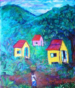 Peinture de MARIE INDIGO: Three shacks