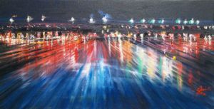 Peinture de Christibess: Jeux de lumière sur l'autoroute 1