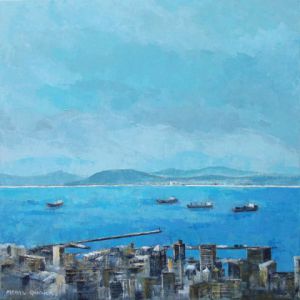 Peinture de Meryl QUIGUER: Table Bay blues.