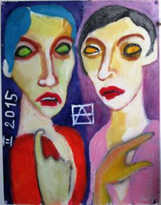 Peinture de Anna Demadre-Synoradzka: Deux femmes