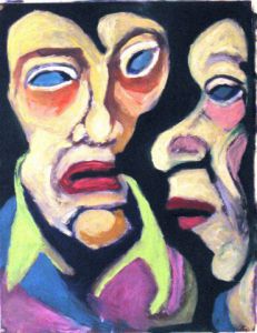 Peinture de Anna Demadre-Synoradzka: Deux visages