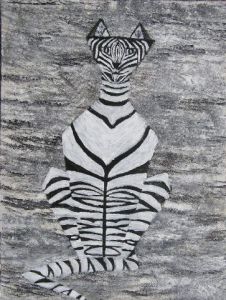Peinture de valerie jouve: chat zèbre
