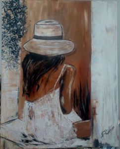 Peinture de marie jose Rodrigues: La jeune fille au chapeau 
