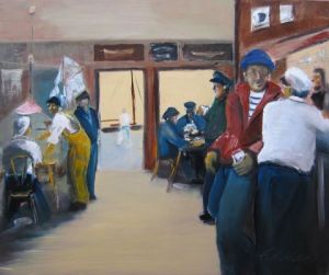 Peinture de Francis Kuhlen: le bistrot du port