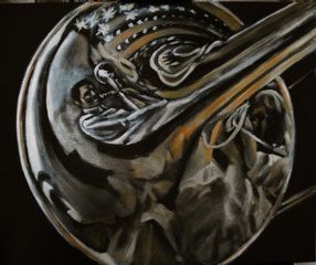 Peinture de Claude Forthomme: Reflections dans un trombone