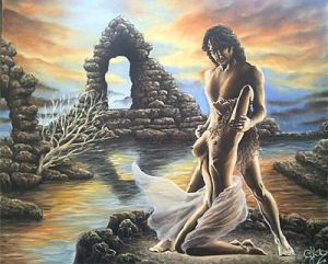 Peinture de Ghislaine Vancaneghem: Sanson et Dalila