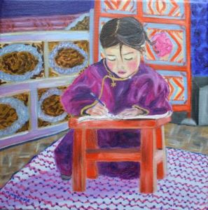 Peinture de NOVAKE MORO: La petite ecoliere