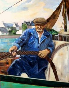 Peinture de gilles clairin : le vieux pecheur