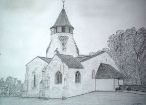 Dessin de elisabeth rambeau: Eglise de Louchy-Monfant en Allier