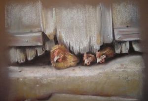 Dessin de AGNES CORRE: 3 poules