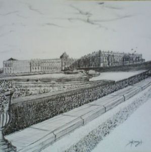 Dessin de Ln henry: versailles vue ouest