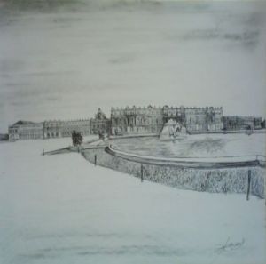 Dessin de Ln henry: vue des bassins sud  Versailles