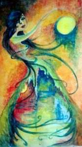 Peinture de silvia hohl: femme du temps qui passe