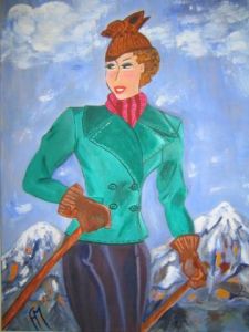 Peinture de Francoise Montero: Skieuse de Plagne-Centre
