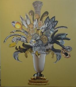 Collage de Marina Obo: Bouquet Or et Argent