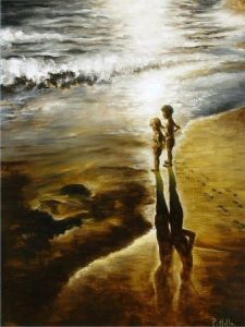 Peinture de Paul Hella: Le chateau de sable