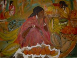 Peinture de JOSIANE GUASTEVI: marche de l'inde