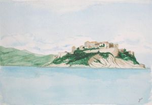 Peinture de Jocelyn Forveille: Fort sur la falaise