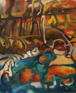 Peinture de nicolas de schutter: le train