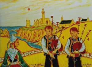 Peinture de EMILE ROCHER: Le chant de la Bretagne La pointe Saint Matthieu