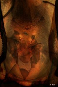 Art_numerique de Tejiaji: Autoportrait approximatif en sirene bicephale