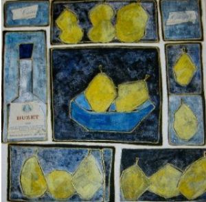 Peinture de cathy angladon: buzet  et citrons