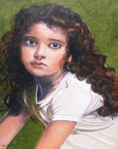 Peinture de Edith Bleu: Petite fille brune