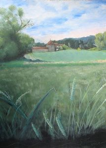 Peinture de Gilbert FAVEREAU: Paysage de campagne dans les Yvelines