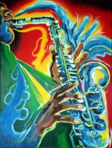 Peinture de CLAUDE LAPIERRE: Hommage a Adolphe Sax