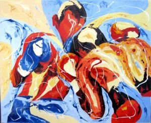 Peinture de Jean-Luc LOPEZ: Mouvement  de boxe
