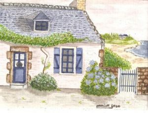 Peinture de Annick JOZE: maison bretonne