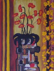 Peinture de Jaclinn Roos: Fleur et mosaique