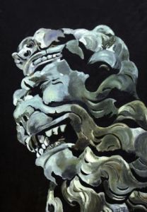 Peinture de jacky rouget: tete de lion