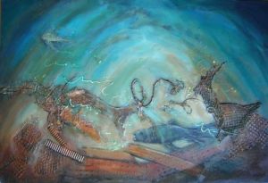 Collage de Denise Faucher: Serie fonds marins - Sequence 2