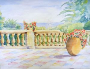 Peinture de jany de Mougins: SUR LA TERRASSE