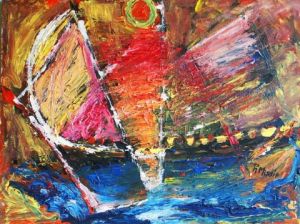 Peinture de philippe massip: bateau de feu