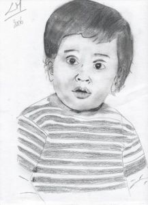Dessin de laurent moreau: autoportrait à 18 mois