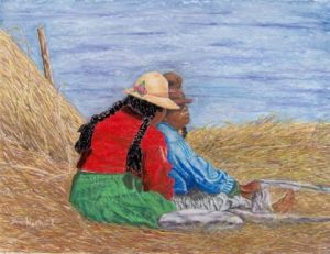 Peinture de domnanteuil: Sérénité sur les rives du lac TITICACA