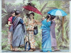 Peinture de Caroline HARDY: L'Arrêt d'Autobus